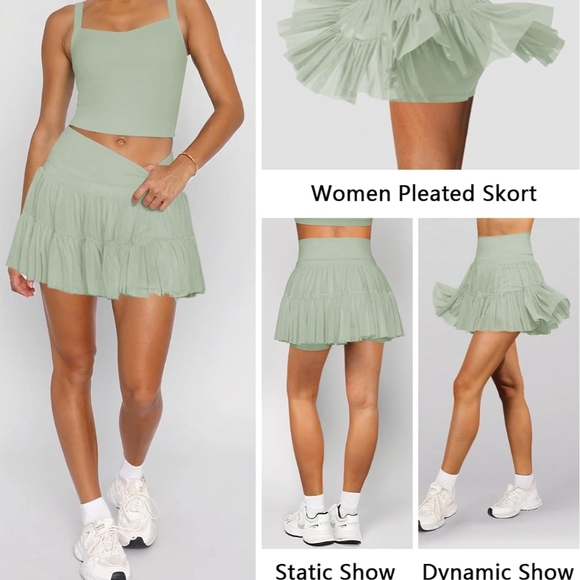 Elegant Sage Green Women's Skort - Picture 2 of 7